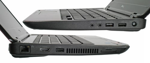 Dell Inspiron M101z laptop displaying open ports.