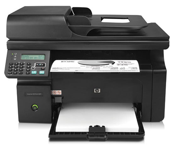 HP LaserJet Pro M1212nf multifunction printer with output.