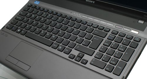 Close-up of Sony VAIO F12 MOE/B laptop keyboard.