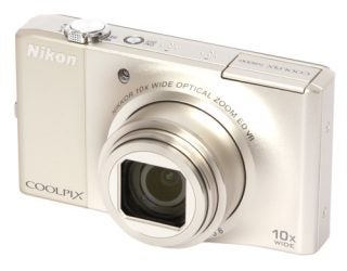 Nikon Coolpix S8000 digital camera on white background.
