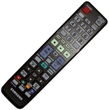 Samsung remote control with multiple buttons.