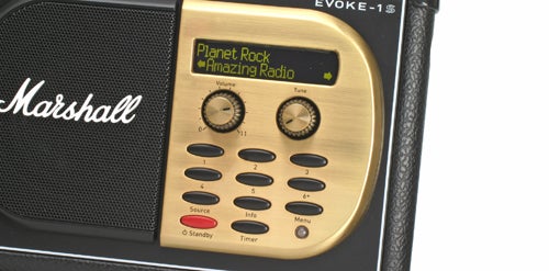 Close-up of Pure Evoke-1S Marshall radio interface.
