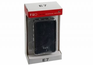 FiiO E7 USB DAC headphone amplifier in packaging.