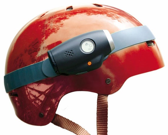 Chilli Technology Action Cam mounted on a red helmet.