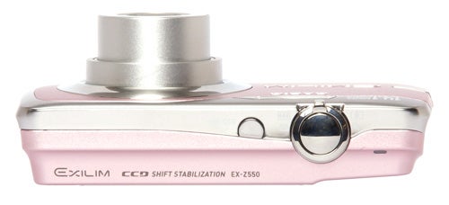 Casio Exilim EX-Z550 digital camera in pink color.
