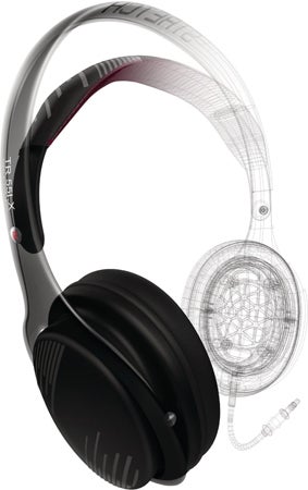 Philips O'Neill The Stretch headphones with transparent technical overlay.