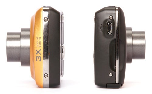 Kodak EasyShare M530 camera showcasing lenses and side view.