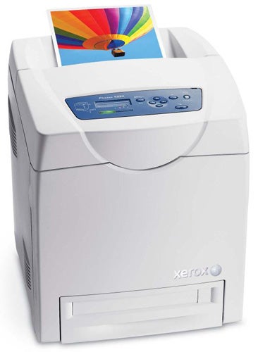 Xerox Phaser 6280 color laser printer with printed page.