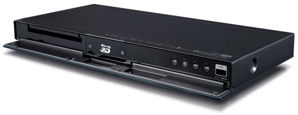 LG BX580 3D Blu-ray Player with open disc tray.