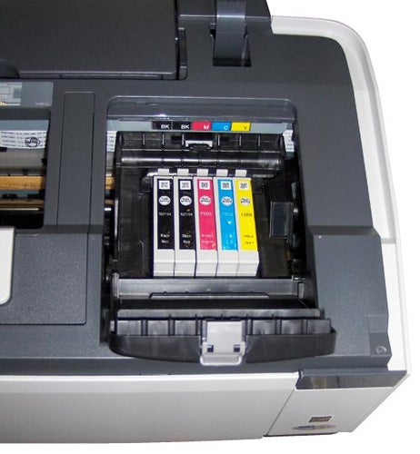 Epson Stylus Office B1100 printer with open ink cartridge bay.