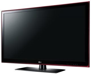 LG 37LE5900 LED TV with red trim and stand