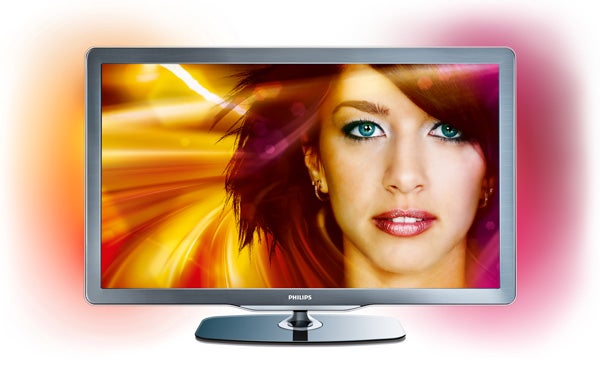Philips 40PFL7605H TV displaying a vibrant female portrait.