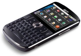 Acer beTouch E130 smartphone with QWERTY keyboard.