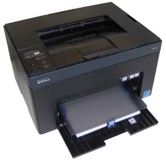 Dell 1250c color laser printer with open tray.