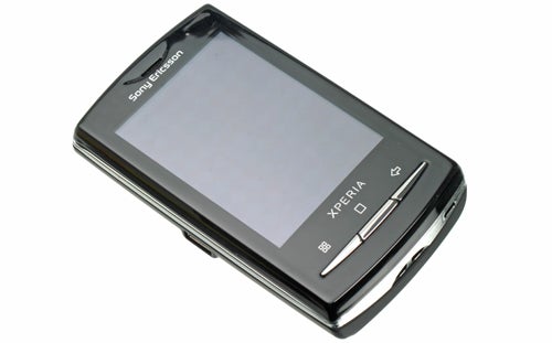 Sony Ericsson X10 mini pro smartphone on white background.