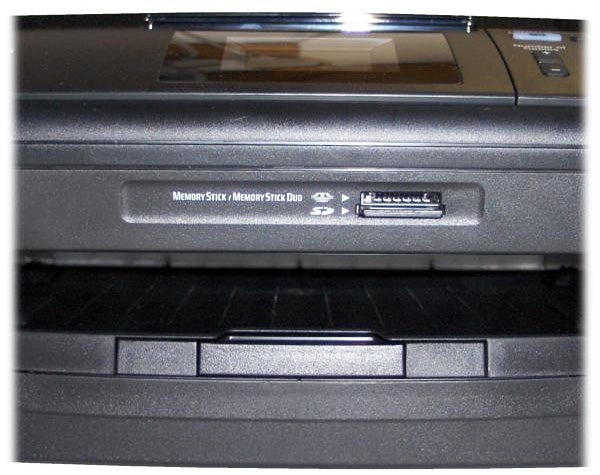 Close-up of Brother DCP-J125 printer memory card slot.