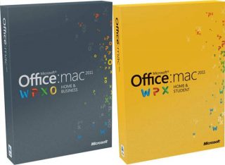 Office for Mac 2011 Home and Business and Student editions boxes.