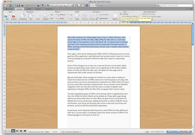 Screenshot of a Word document in Office for Mac 2011.
