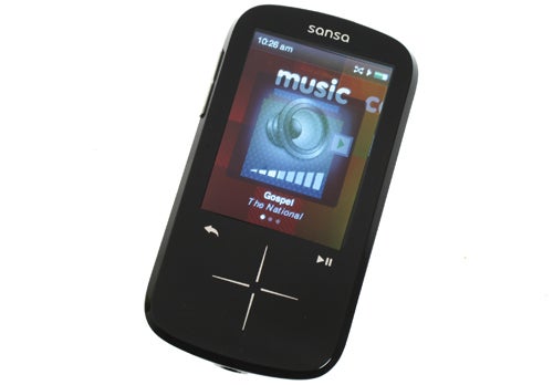 Sandisk Sansa Fuze+ MP3 player on white background