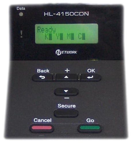 Brother HL-4150CDN printer control panel displaying ready status.