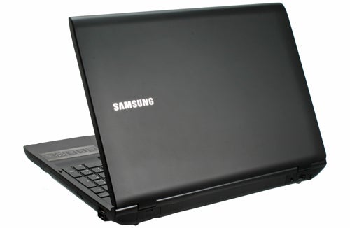 Samsung P580 laptop on white background.