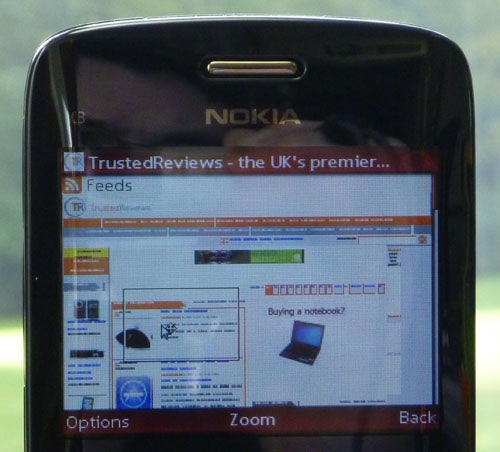 Nokia C3 displaying a TrustedReviews website page.