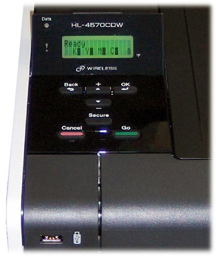 Brother HL-4570CDW printer control panel displaying ready status.