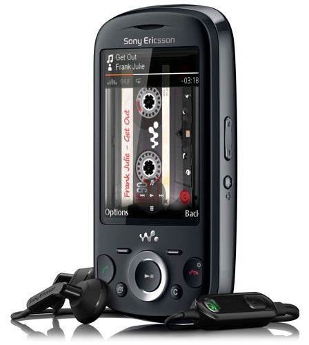 Sony Ericsson Zylo W20i phone with earphones displayed.