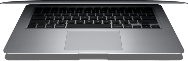 Overhead view of MacBook Air 13-inch keyboard and trackpad.