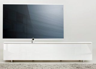 Loewe Individual 40 Compose Slim TV on white stand