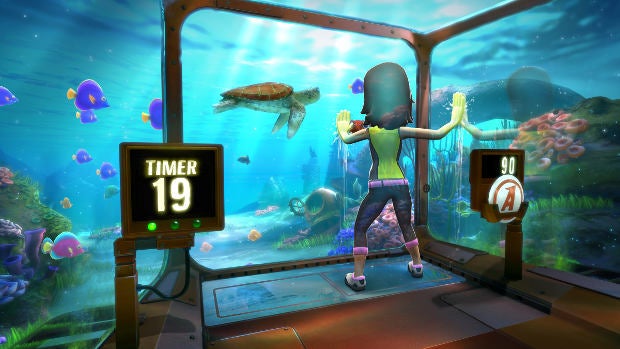 Xbox 360 Kinect game with underwater virtual environment.
