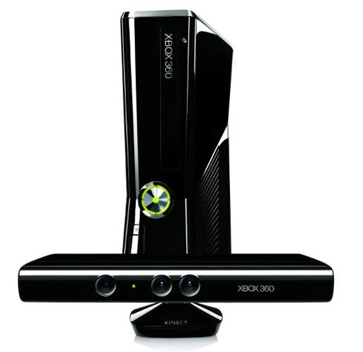 Black Xbox 360 console with Kinect sensor bar.