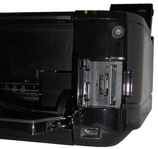 Close-up of Canon PIXMA MG5150 printer's memory card slots.