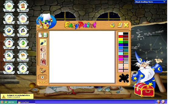 Screenshot of HP TouchSmart with children's drawing application open.