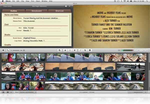 Screenshot of Apple iMovie interface from iLife '11 software.