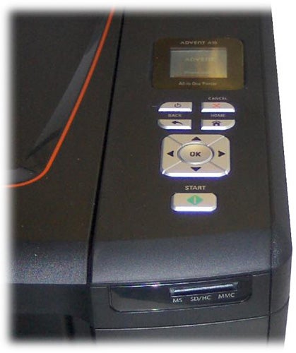 Close-up of Advent A10 printer control panel.