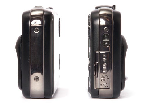 Side-by-side comparison of Fujifilm FinePix Real 3D W3 camera sides.