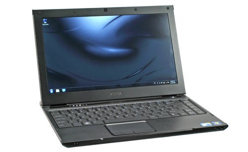 Dell Latitude 13 laptop open and powered on