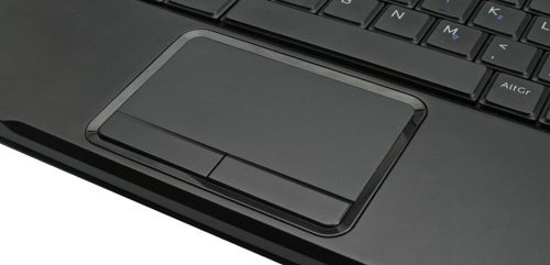 Close-up of Dell Latitude 13 laptop touchpad and keyboard.