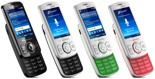 Sony Ericsson Spiro W100i phones in different colors.