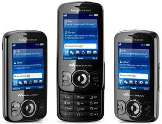 Three Sony Ericsson Spiro W100i mobile phones displayed side by side