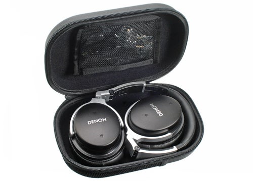 Denon AH-NC800 headphones in carrying case.