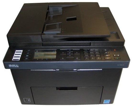 Dell 1355cnw multifunction color printer on a table.