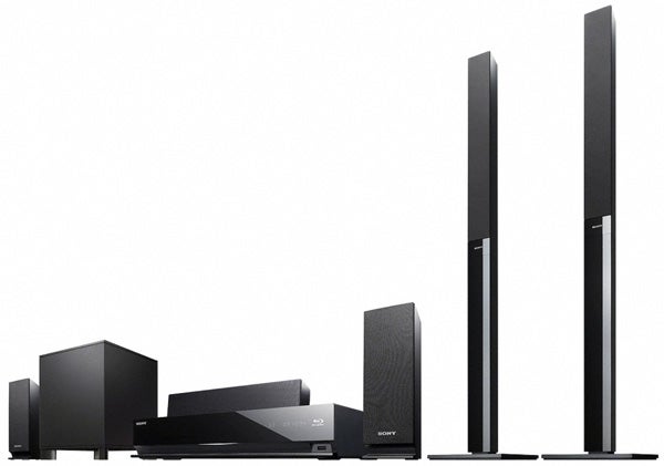 Sony BDV-E870 home theater system with speakers and Blu-ray player.