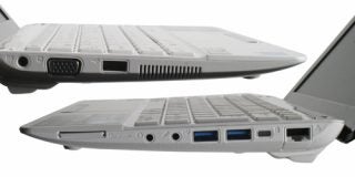 Asus Eee PC Seashell 1015PEM netbook side ports view.