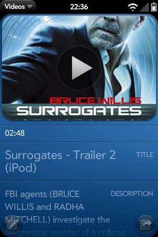 Screenshot of video player interface with movie trailer thumbnail