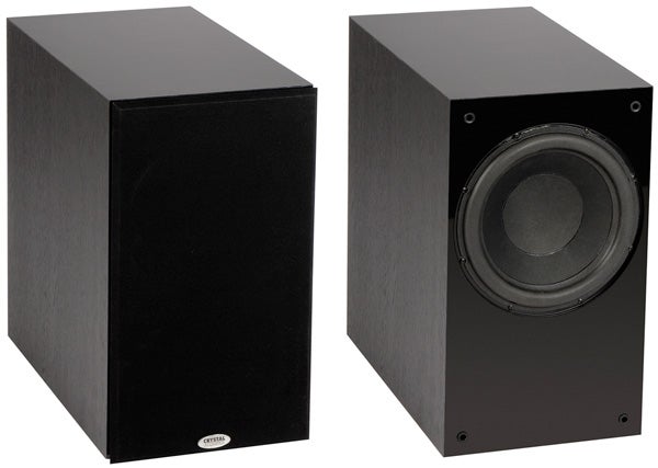 Crystal Acoustics BPS-10 subwoofer front and rear view