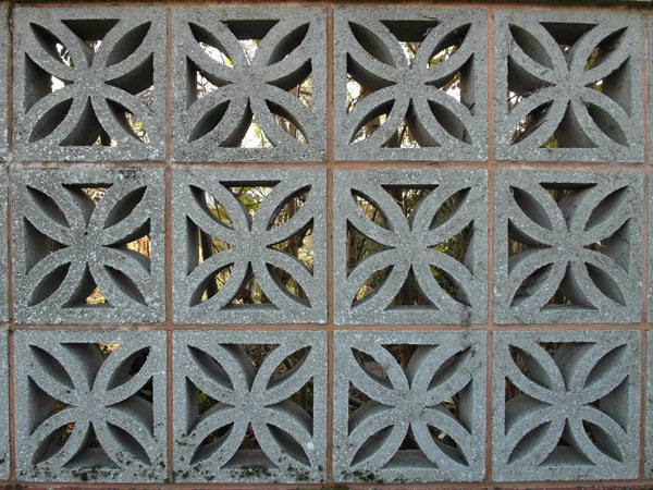 Decorative concrete block wall captured by Samsung EX1 camera.