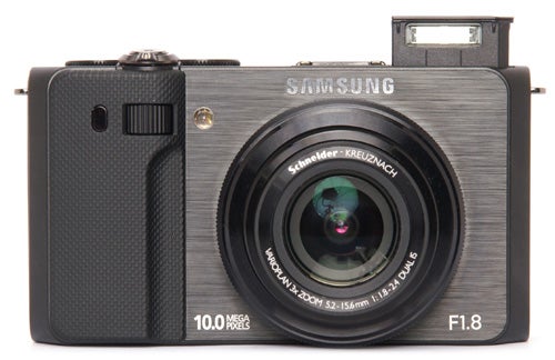 Samsung EX1 compact camera with pop-up flash.