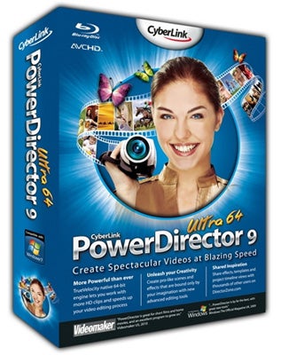 CyberLink PowerDirector 9 Ultra64 software box.